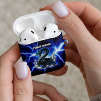 Snake and Bowling Ball Design AirPods Case with Lightning Background and Custom Team Name Text - Wonder Print Shop