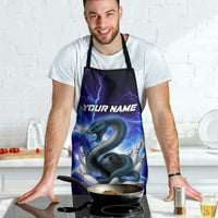 Snake and Bowling Ball Design Apron with Lightning Background and Custom Team Name Text - Wonder Print Shop