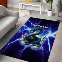Snake and Bowling Ball Design Area Rug with Lightning Background and Custom Team Name Text - Wonder Print Shop