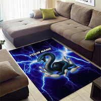 Snake and Bowling Ball Design Area Rug with Lightning Background and Custom Team Name Text - Wonder Print Shop