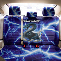 Snake and Bowling Ball Design Back Car Seat Cover with Lightning Background and Custom Team Name Text - Wonder Print Shop
