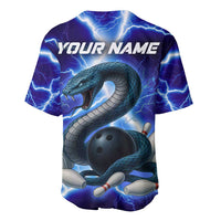 Snake and Bowling Ball Design Baseball Jersey with Lightning Background and Custom Team Name Text - Wonder Print Shop