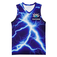 Snake and Bowling Ball Design Basketball Jersey with Lightning Background and Custom Team Name Text - Wonder Print Shop