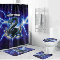 Snake and Bowling Ball Design Bathroom Set with Lightning Background and Custom Team Name Text - Wonder Print Shop