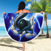 Snake and Bowling Ball Design Beach Blanket with Lightning Background and Custom Team Name Text - Wonder Print Shop