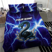 Snake and Bowling Ball Design Bedding Set with Lightning Background and Custom Team Name Text - Wonder Print Shop