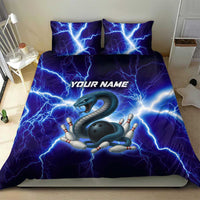 Snake and Bowling Ball Design Bedding Set with Lightning Background and Custom Team Name Text - Wonder Print Shop
