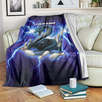 Snake and Bowling Ball Design Blanket with Lightning Background and Custom Team Name Text - Wonder Print Shop