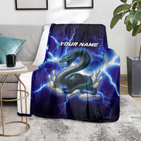 Snake and Bowling Ball Design Blanket with Lightning Background and Custom Team Name Text - Wonder Print Shop