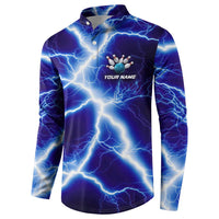 Snake and Bowling Ball Design Button Sweatshirt with Lightning Background and Custom Team Name Text - Wonder Print Shop