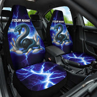 Snake and Bowling Ball Design Car Seat Cover with Lightning Background and Custom Team Name Text - Wonder Print Shop