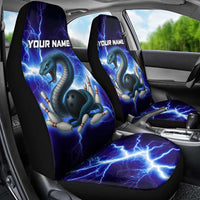 Snake and Bowling Ball Design Car Seat Cover with Lightning Background and Custom Team Name Text - Wonder Print Shop