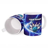 Snake and Bowling Ball Design Ceramic Mug with Lightning Background and Custom Team Name Text - Wonder Print Shop