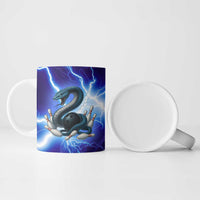 Snake and Bowling Ball Design Ceramic Mug with Lightning Background and Custom Team Name Text - Wonder Print Shop