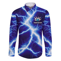 Snake and Bowling Ball Design Family Matching Long Sleeve Bodycon Dress and Hawaiian Shirt with Lightning Background and Custom Team Name Text - Wonder Print Shop