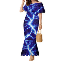 Snake and Bowling Ball Design Family Matching Mermaid Dress and Hawaiian Shirt with Lightning Background and Custom Team Name Text - Wonder Print Shop