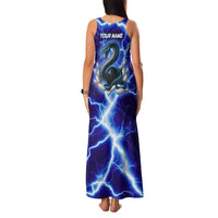 Snake and Bowling Ball Design Family Matching Tank Maxi Dress and Hawaiian Shirt with Lightning Background and Custom Team Name Text - Wonder Print Shop