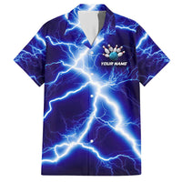 Snake and Bowling Ball Design Hawaiian Shirt with Lightning Background and Custom Team Name Text - Wonder Print Shop