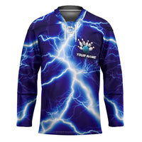 Snake and Bowling Ball Design Hockey Jersey with Lightning Background and Custom Team Name Text - Wonder Print Shop