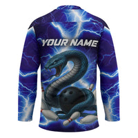 Snake and Bowling Ball Design Hockey Jersey with Lightning Background and Custom Team Name Text - Wonder Print Shop