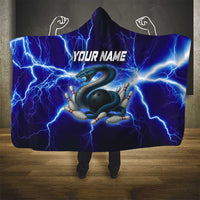 Snake and Bowling Ball Design Hooded Blanket with Lightning Background and Custom Team Name Text - Wonder Print Shop