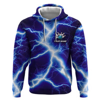 Snake and Bowling Ball Design Hoodie with Lightning Background and Custom Team Name Text - Wonder Print Shop
