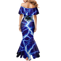 Snake and Bowling Ball Design Mermaid Dress with Lightning Background and Custom Team Name Text - Wonder Print Shop