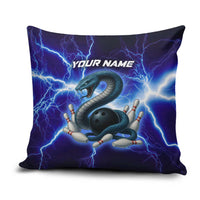 Snake and Bowling Ball Design Pillow Cover with Lightning Background and Custom Team Name Text - Wonder Print Shop