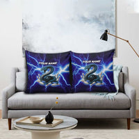 Snake and Bowling Ball Design Pillow Cover with Lightning Background and Custom Team Name Text - Wonder Print Shop