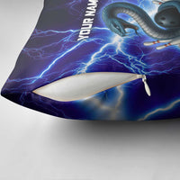 Snake and Bowling Ball Design Pillow Cover with Lightning Background and Custom Team Name Text - Wonder Print Shop