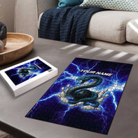 Snake and Bowling Ball Design Puzzle with Lightning Background and Custom Team Name Text - Wonder Print Shop