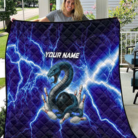 Snake and Bowling Ball Design Quilt with Lightning Background and Custom Team Name Text - Wonder Print Shop