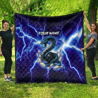 Snake and Bowling Ball Design Quilt with Lightning Background and Custom Team Name Text - Wonder Print Shop