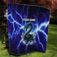 Snake and Bowling Ball Design Quilt with Lightning Background and Custom Team Name Text - Wonder Print Shop