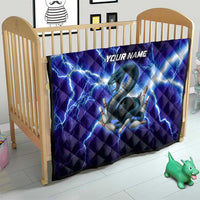 Snake and Bowling Ball Design Quilt with Lightning Background and Custom Team Name Text - Wonder Print Shop
