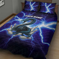 Snake and Bowling Ball Design Quilt Bed Set with Lightning Background and Custom Team Name Text - Wonder Print Shop