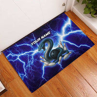 Snake and Bowling Ball Design Rubber Doormat with Lightning Background and Custom Team Name Text - Wonder Print Shop