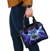 Snake and Bowling Ball Design Shoulder Handbag with Lightning Background and Custom Team Name Text - Wonder Print Shop
