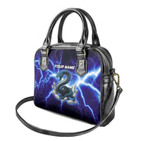 Snake and Bowling Ball Design Shoulder Handbag with Lightning Background and Custom Team Name Text - Wonder Print Shop