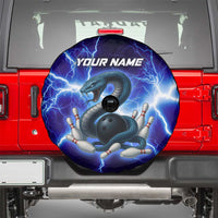 Snake and Bowling Ball Design Spare Tire Cover with Lightning Background and Custom Team Name Text - Wonder Print Shop