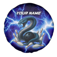Snake and Bowling Ball Design Spare Tire Cover with Lightning Background and Custom Team Name Text - Wonder Print Shop