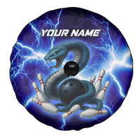 Snake and Bowling Ball Design Spare Tire Cover with Lightning Background and Custom Team Name Text - Wonder Print Shop