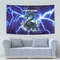 Snake and Bowling Ball Design Tapestry with Lightning Background and Custom Team Name Text - Wonder Print Shop