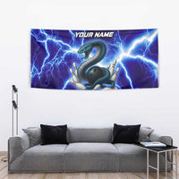 Snake and Bowling Ball Design Tapestry with Lightning Background and Custom Team Name Text - Wonder Print Shop