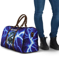 Snake and Bowling Ball Design Travel Bag with Lightning Background and Custom Team Name Text - Wonder Print Shop