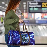 Snake and Bowling Ball Design Travel Bag with Lightning Background and Custom Team Name Text - Wonder Print Shop