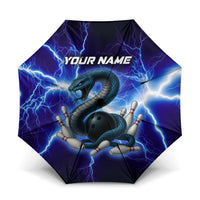 Snake and Bowling Ball Design Umbrella with Lightning Background and Custom Team Name Text - Wonder Print Shop