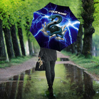 Snake and Bowling Ball Design Umbrella with Lightning Background and Custom Team Name Text - Wonder Print Shop