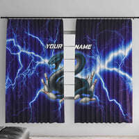 Snake and Bowling Ball Design Window Curtain with Lightning Background and Custom Team Name Text - Wonder Print Shop
