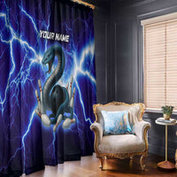 Snake and Bowling Ball Design Window Curtain with Lightning Background and Custom Team Name Text - Wonder Print Shop